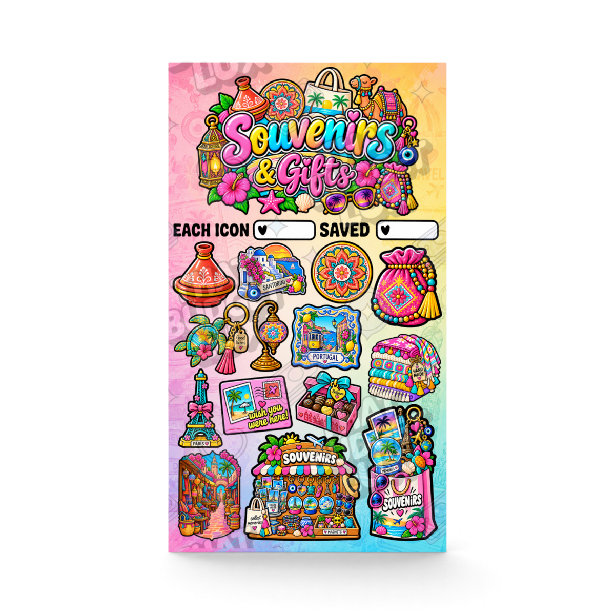Souvenirs and Gifts A6 savings challenge tracker insert