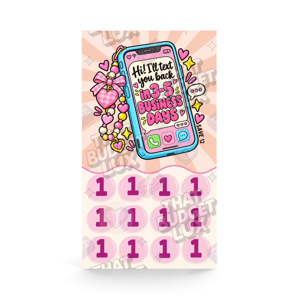Hi I'll Text You Back ADHD savings challenge A6 savings tracker