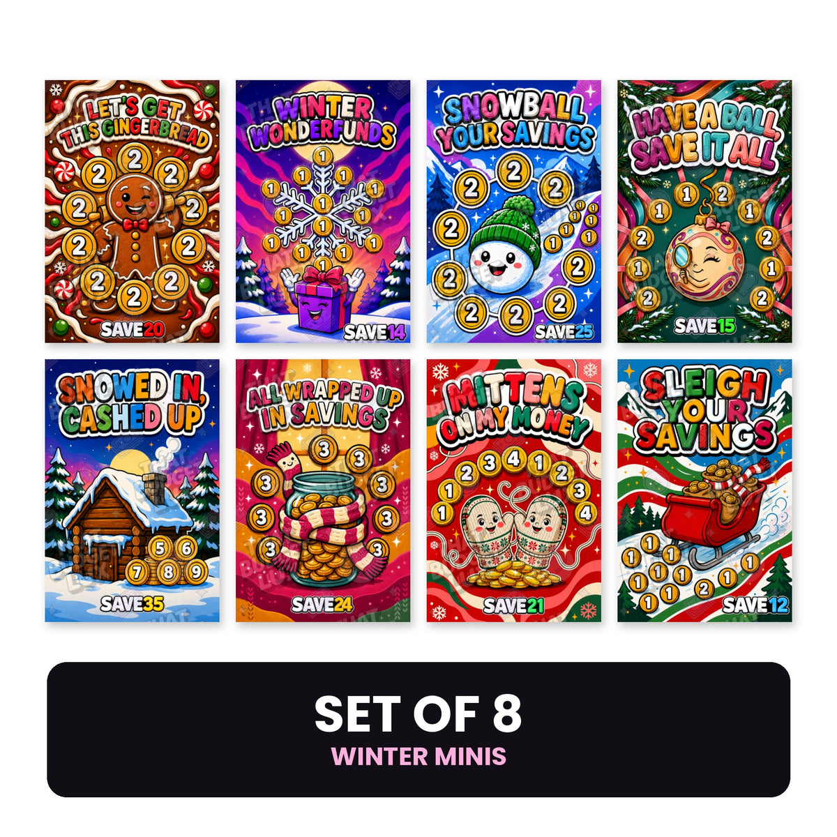 ALL 8 Winter Minis | The Seasons Collection | Cash Stuffing Minis